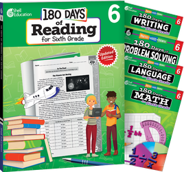 180 Days Reading, Math, Problem Solving, Writing, & Language Grade 6: 5-Book Set