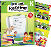 180 Days Reading, Spelling, Language, & Math Grade K: 4-Book Set
