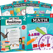 180 Days Reading, High-Frequency Words, Math, Problem Solving, Writing, & Language Grade 2: 6-Book Set