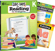 180 Days Reading, High-Frequency Words, & Printing Grade K: 3-Book Set