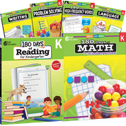 180 Days Reading, High-Frequency Words, Math, Problem Solving, Writing, & Language Grade K: 6-Book Set