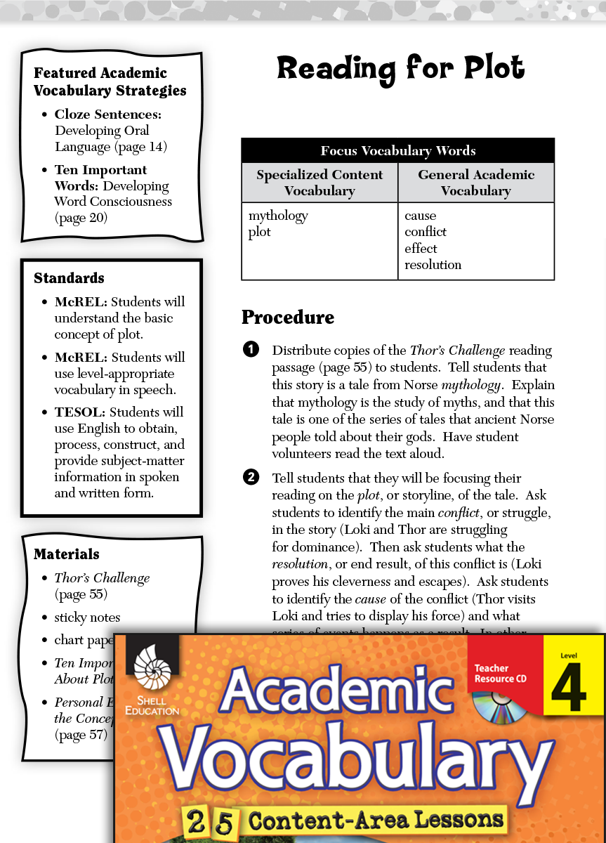 Reading for Plot: Academic Vocabulary Level 4 | Teachers - Classroom