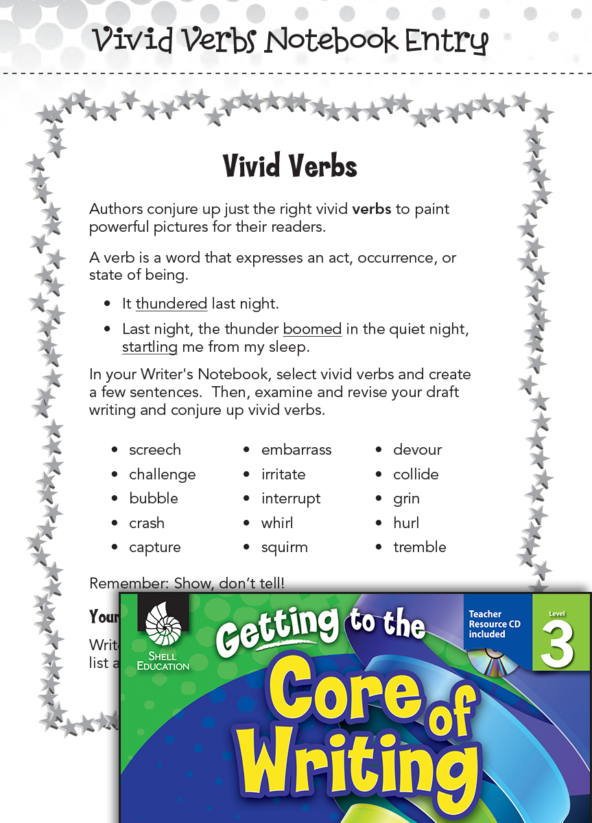 Writing Lesson Vivid Verbs Level 3 Teacher Created Materials
