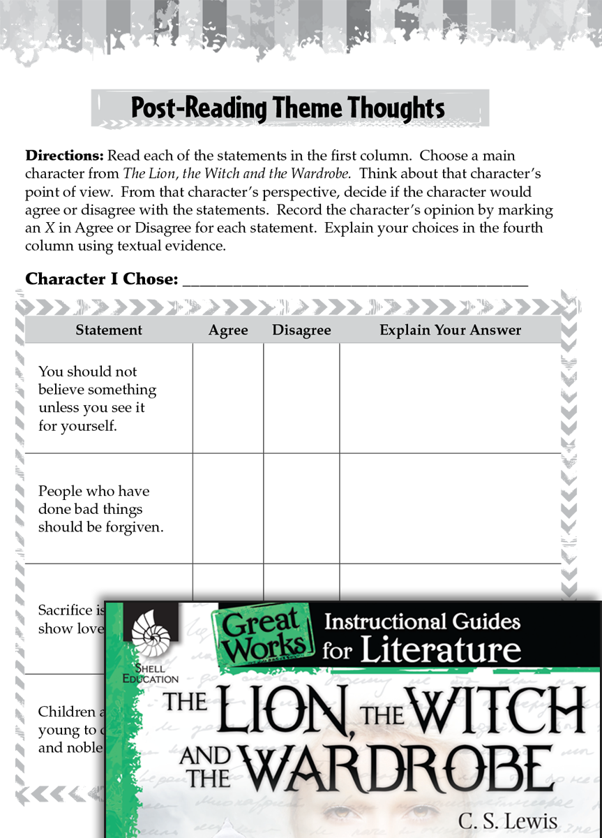The Lion, the Witch and the Wardrobe PostReading Activities Teachers