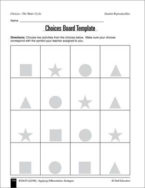 Choices Board Template   
