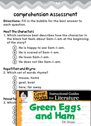 Green Eggs and Ham Comprehension Assessment