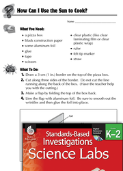 Quick Science Lab: How Can I Use the Sun to Cook? Grades K-2
