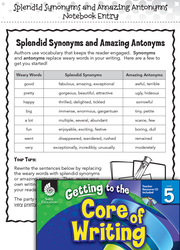 Writing Lesson: Splendid Synonyms and Amazing Antonyms Level 5