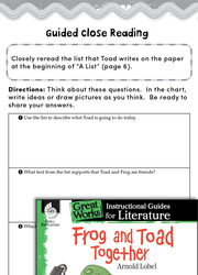 Frog and Toad Together Close Reading and Text-Dependent Questions