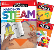 180 Days STEAM, Science, & Math Grade 1: 3-Book Set