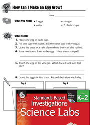 Quick Science Lab: How Can I Make an Egg Grow? Grades K-2