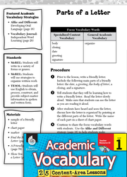 Parts of a Letter: Academic Vocabulary Level 1
