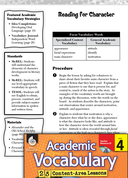 Reading for Character: Academic Vocabulary Level 4