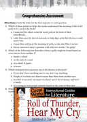 Roll of Thunder, Hear My Cry Comprehension Assessment