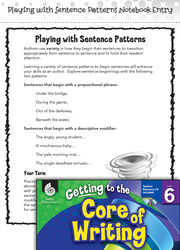 Writing Lesson: Playing with Sentence Patterns Level 6