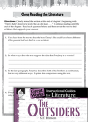 The Outsiders Close Reading and Text-Dependent Questions