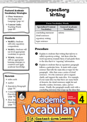 Expository Writing: Academic Vocabulary Level 4