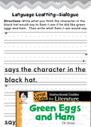 Green Eggs and Ham Language Learning Activities