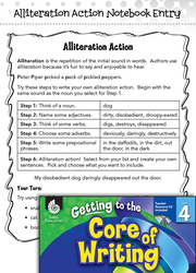 Writing Lesson: Alliteration Action Level 4