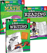 180 Days of Reading, Writing and Math for Sixth Grade 3-Book Set