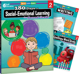 180 Days Social-Emotional Learning, Writing, & Spelling Grade 2: 3-Book Set
