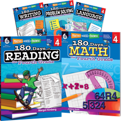 180 Days Reading, Math, Problem Solving, Writing, & Language Grade 4: 5-Book Set