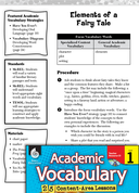 Elements of a Fairy Tale: Academic Vocabulary Level 1