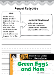 Green Eggs and Ham Reader Response Writing Prompts