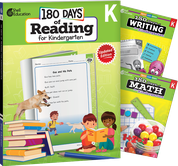 180 Days of Reading, Writing and Math Grade K: 3-Book Set