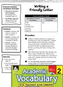 Writing a Friendly Letter: Academic Vocabulary Level 2