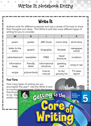 Writing Lesson: Writing Formats Level 5