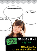 Close Reading Literature Activities Set B: Grades K-1