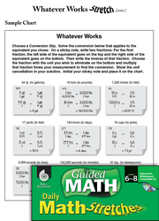 Guided Math Stretch: Conversions: Whatever Works Grades 6-8