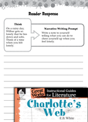 Charlotte's Web Reader Response Writing Prompts
