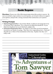 The Adventures of Tom Sawyer Reader Response Writing Prompts
