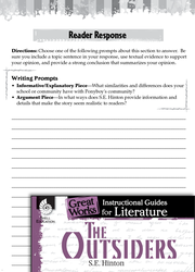 The Outsiders Reader Response Writing Prompts