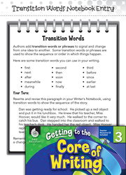 Writing Lesson: Transition Words  Level 3