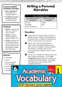 Writing a Personal Narrative: Academic Vocabulary Level 1
