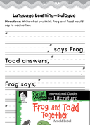 Frog and Toad Together Language Learning Activities