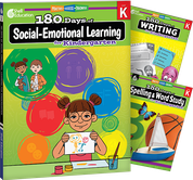 180 Days Social-Emotional Learning, Writing, & Spelling Grade K: 3-Book Set