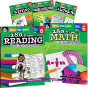 180 Days Reading, Math, Problem Solving, Writing, & Language Grade 6: 5-Book Set