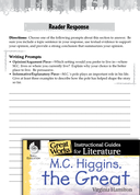 M.C. Higgins, the Great Reader Response Writing Prompts