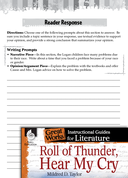 Roll of Thunder, Hear My Cry Reader Response Writing Prompts