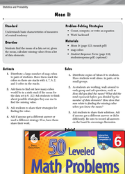 Statistics and Probability Leveled Problems: Find the Mean