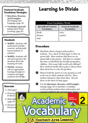 Learning to Divide: Academic Vocabulary Level 2