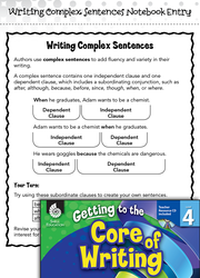 Writing Lesson: Writing Complex Sentences Level 4