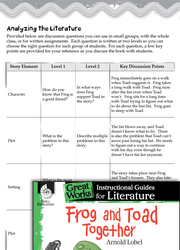 Frog and Toad Together Leveled Comprehension Questions