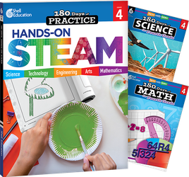 180 Days STEAM, Science, & Math Grade 4: 3-Book Set