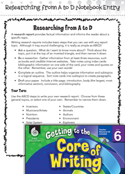 Writing Lesson: Researching from A to D Level 6
