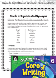 Writing Lesson: Simple to Sophisticated Synonyms Level 6